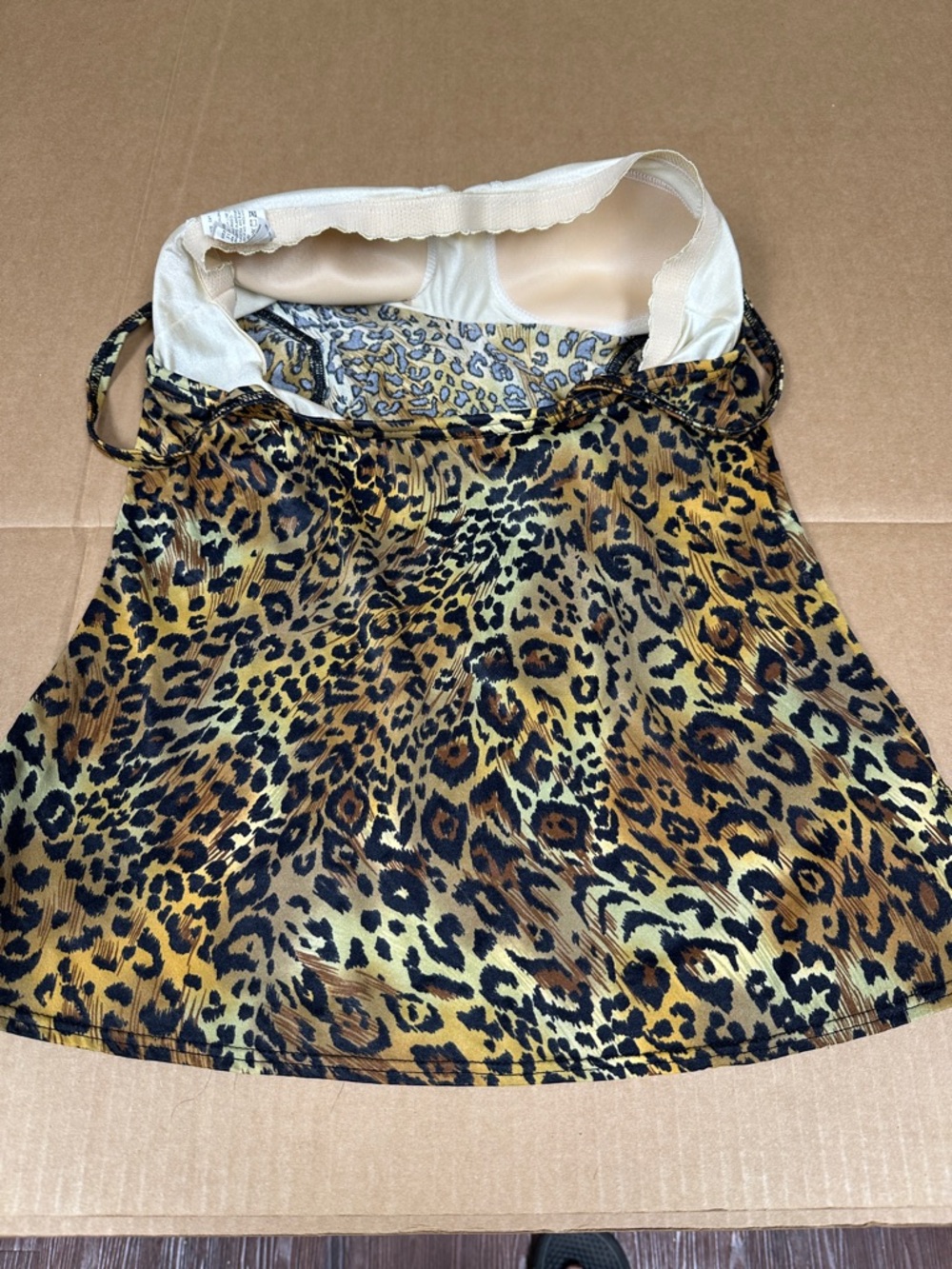 ##106, Size 10, Leopard Print Spaghetti Strap Cami Brown Multi - Picture 4 of 6